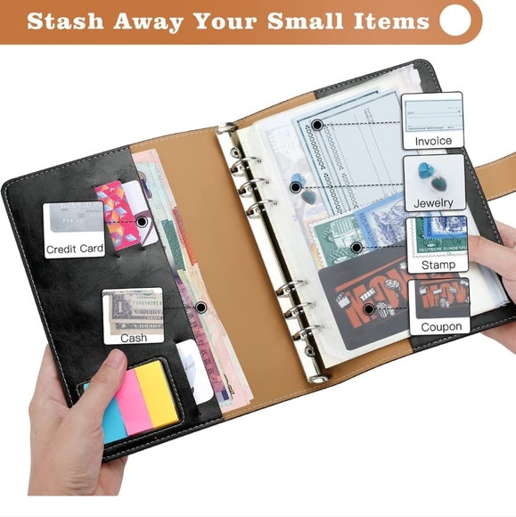 A5 Binder, 6-Ring PU Leather Loose-Leaf Notebook - Picture 2 of 5